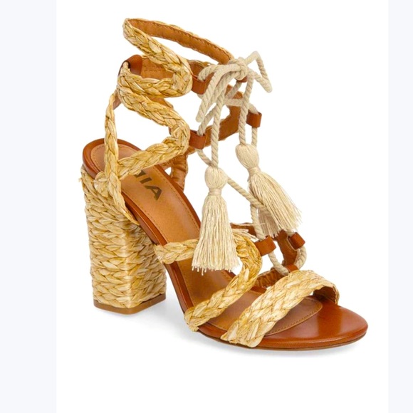 Mia Gigi Natural Raffia Lace Up Sandal - Picture 2 of 6